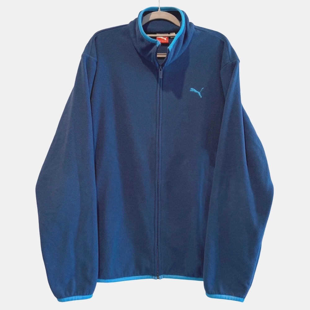 Puma Men Fleece Jacket‎ Full Zip Blue Sport Lifestyle Size L RN 62200